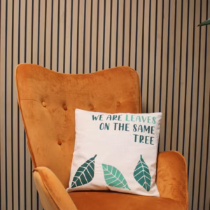 Printed Cotton Cushion Cover - We are Leaves - Yellow
