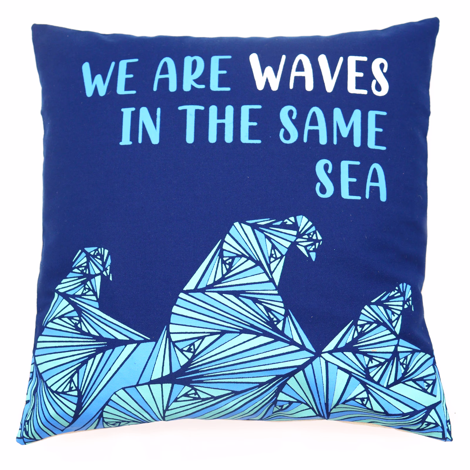 Bedrukte Katoenen Kussenhoes - We Are Waves - Naturel 3 Bedrukte Katoenen Kussenhoes - We Are Waves - Naturel