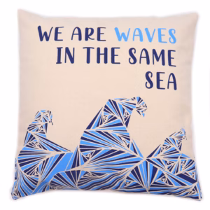 Bedrukte Katoenen Kussenhoes - We Are Waves - Naturel