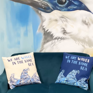 Bedrukte Katoenen Kussenhoes - We Are Waves - Naturel