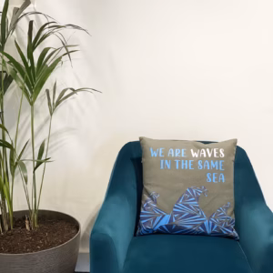 Bedrukte Katoenen Kussenhoes - We Are Waves - Naturel