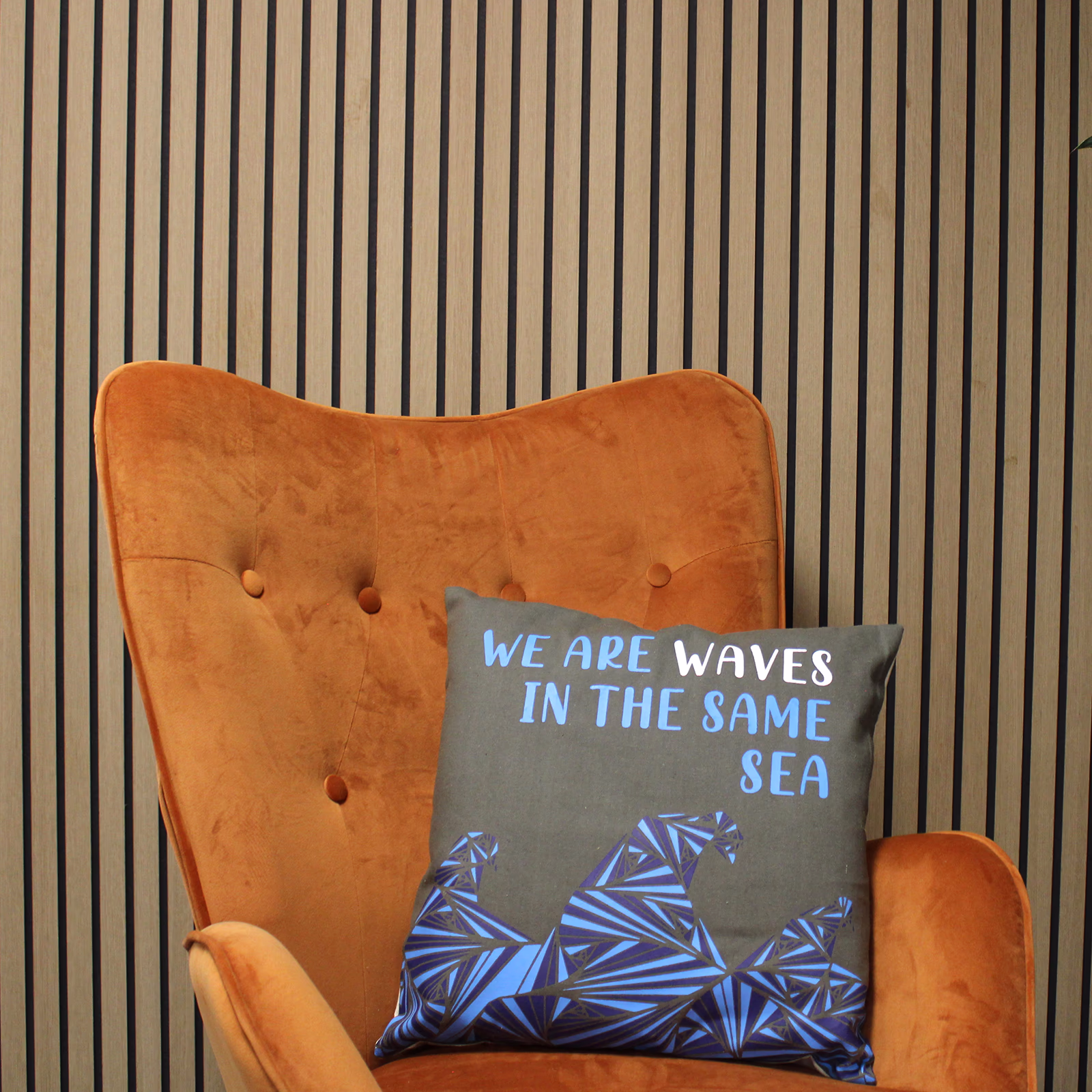 Bedrukte Katoenen Kussenhoes - We Are Waves - Naturel 9 Bedrukte Katoenen Kussenhoes - We Are Waves - Naturel