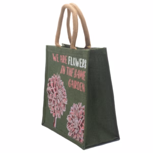 Printed Jute Tasche - We Are Flowers - Natural