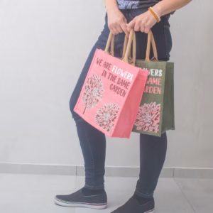 Printed Jute Tasche - We Are Flowers - Natural