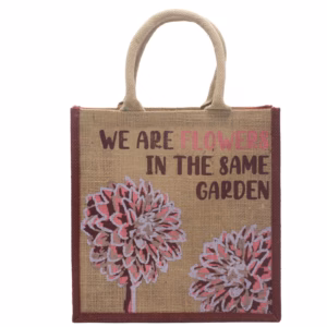 Printed Jute Tasche - We Are Flowers - Natural