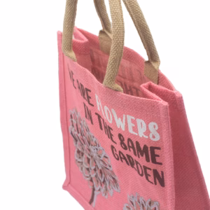 Printed Jute Tasche - We Are Flowers - Natural