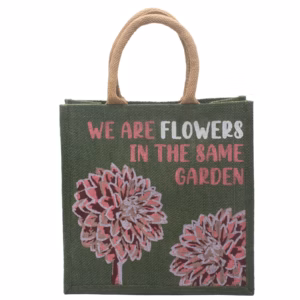 Printed Jute Tasche - We Are Flowers - Natural