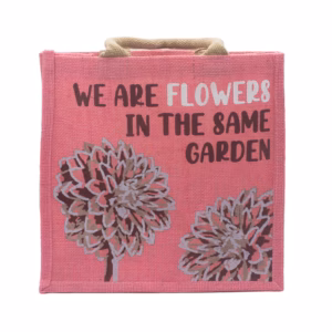Printed Jute Tasche - We Are Flowers - Olive