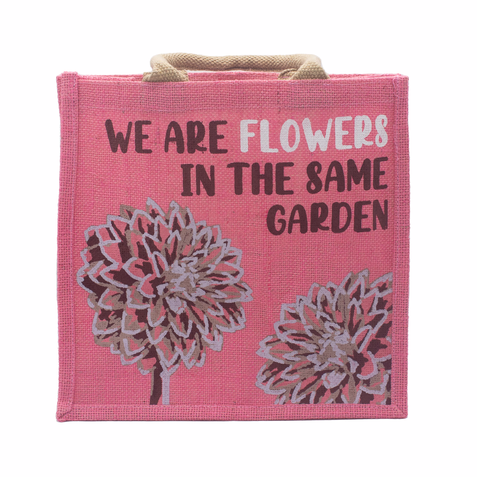Bolsa de Yute Estampada - We Are Flowers - Rosa 2 Bolsa De Yute Estampada - We Are Flowers - Rosa