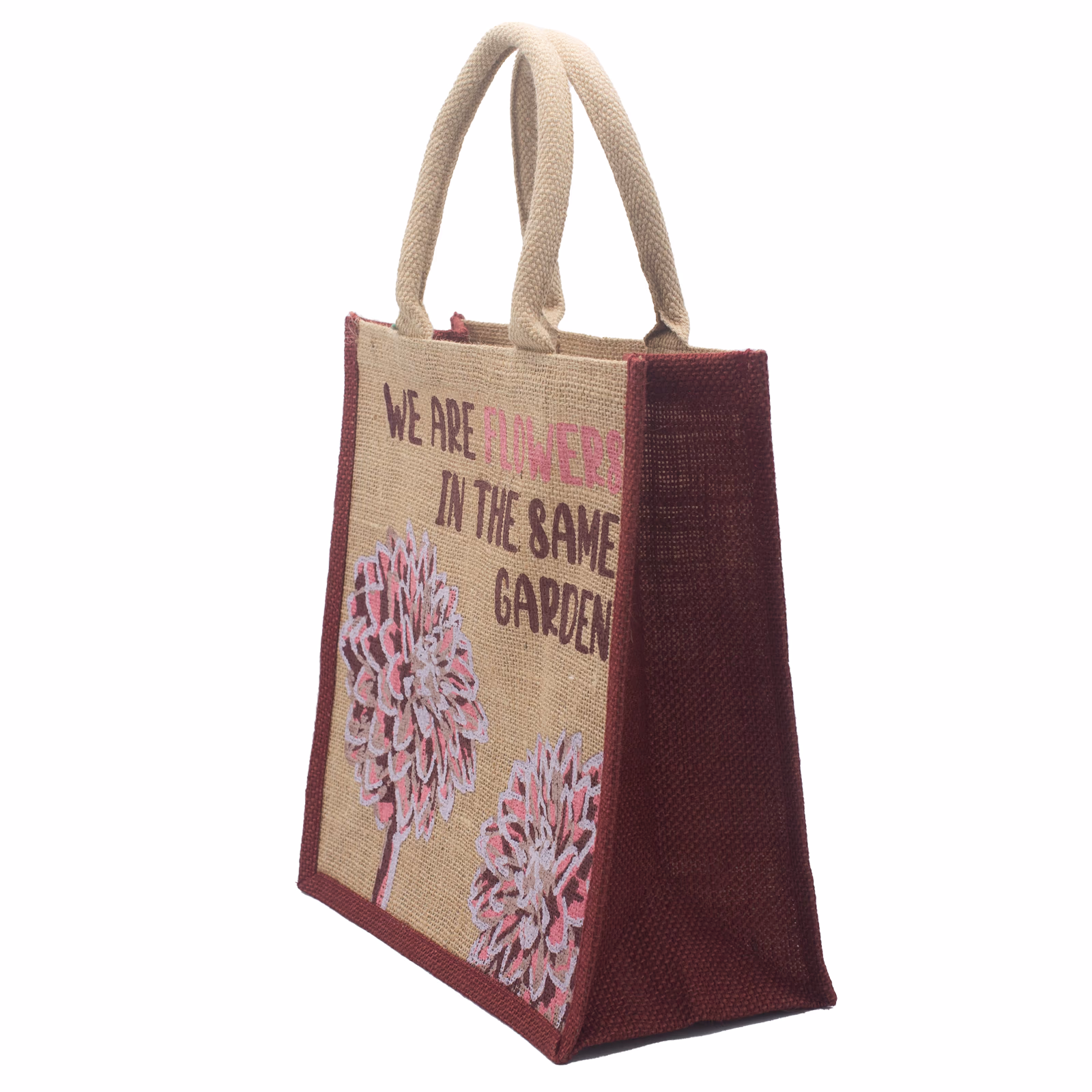Bolsa de Yute Estampada - We Are Flowers - Rosa 11 Bolsa De Yute Estampada - We Are Flowers - Rosa