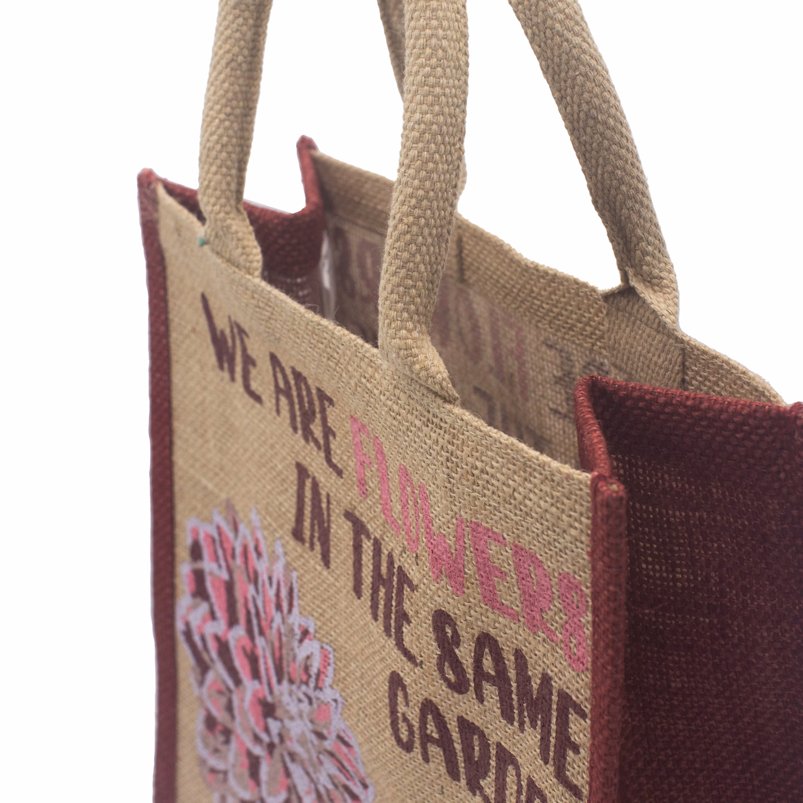 Bolsa de Yute Estampada - We Are Flowers - Rosa 12 Bolsa De Yute Estampada - We Are Flowers - Rosa