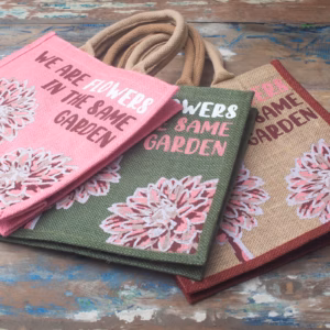 Sac en Jute Imprimé - We Are Flowers - Pink