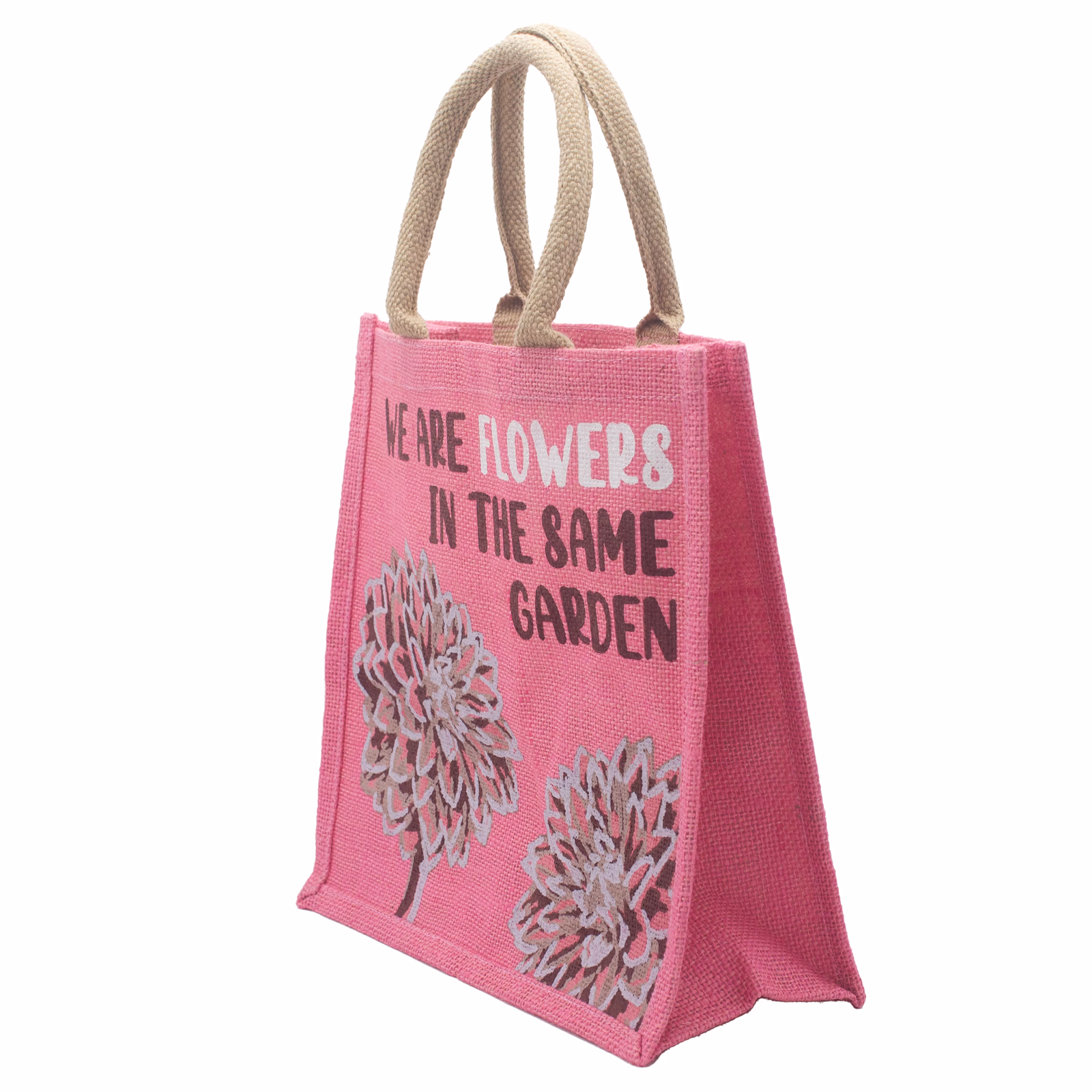 Bolsa de Yute Estampada - We Are Flowers - Rosa 3 Bolsa De Yute Estampada - We Are Flowers - Rosa