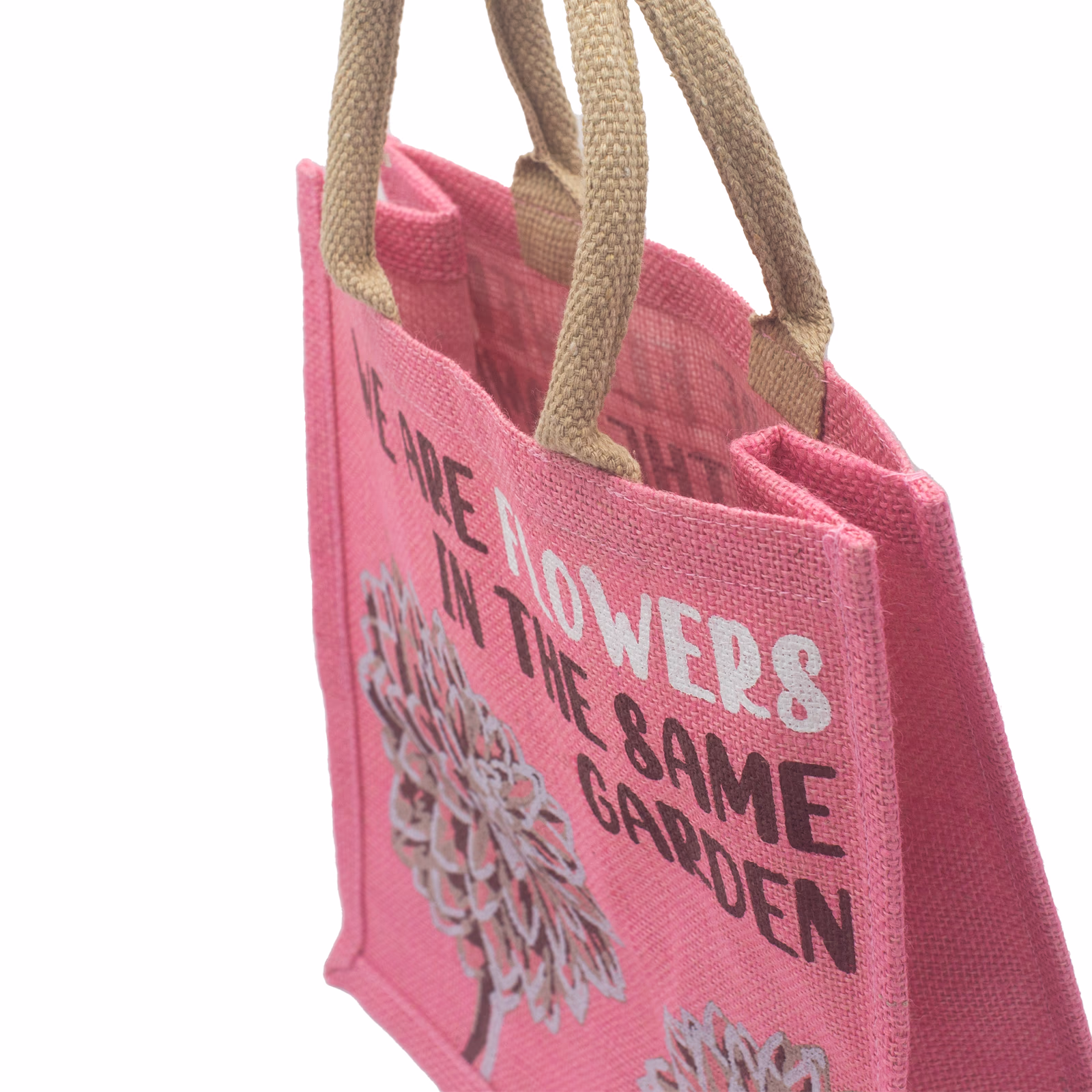 Bolsa de Yute Estampada - We Are Flowers - Rosa 4 Bolsa De Yute Estampada - We Are Flowers - Rosa