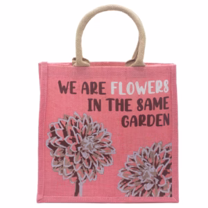 Sac en Jute Imprimé - We Are Flowers - Pink