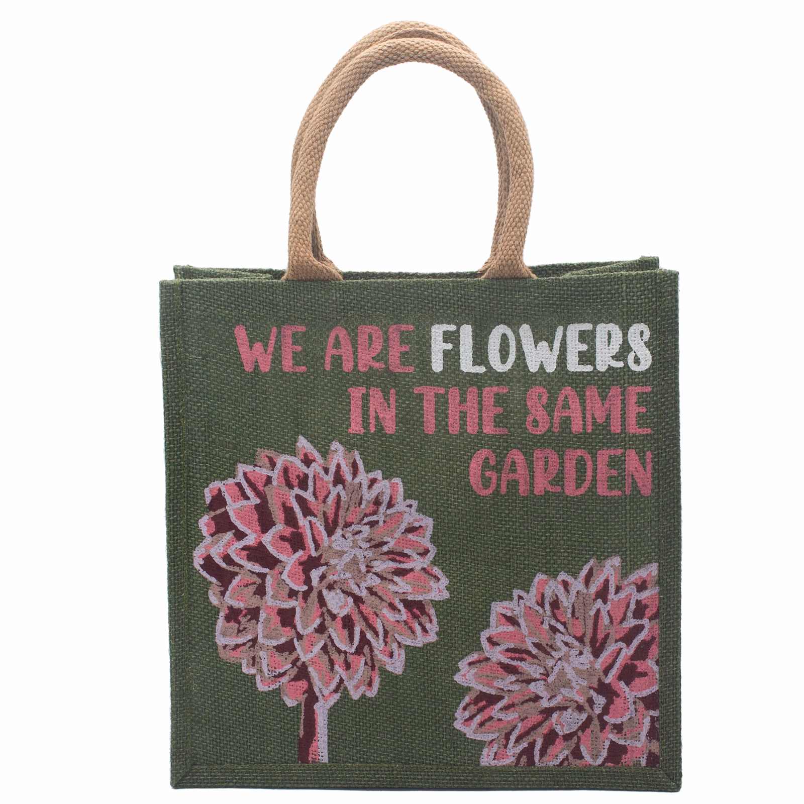 Bolsa de Yute Estampada - We Are Flowers - Rosa 5 Bolsa De Yute Estampada - We Are Flowers - Rosa