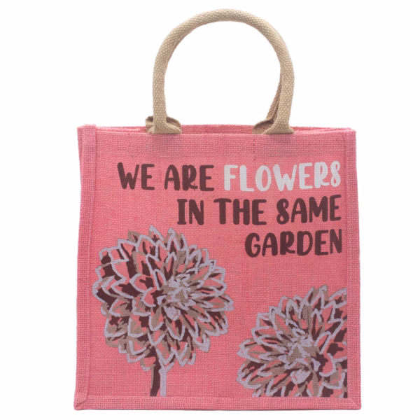 Sac en Jute Imprimé - We Are Flowers - Pink