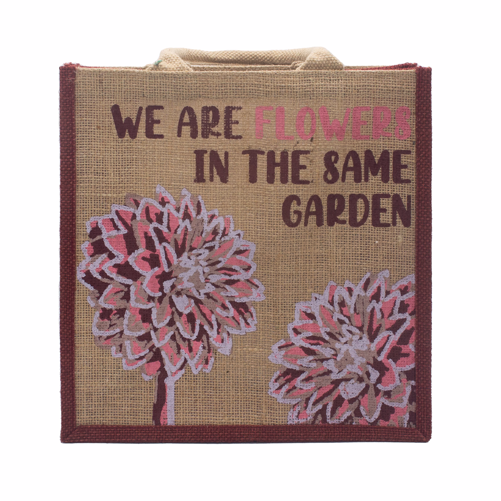 Bolsa de Yute Estampada - We Are Flowers - Rosa 10 Bolsa De Yute Estampada - We Are Flowers - Rosa