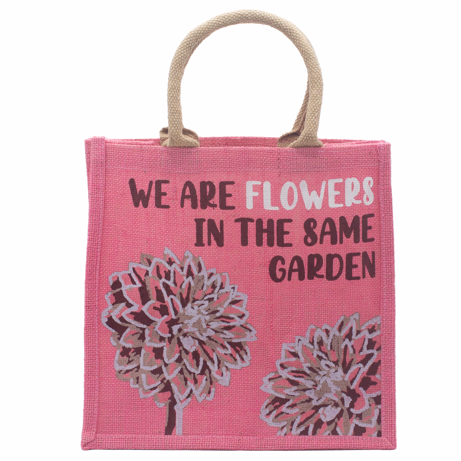 Bolsa de Yute Estampada - We Are Flowers - Rosa 1 Bolsa De Yute Estampada - We Are Flowers - Rosa