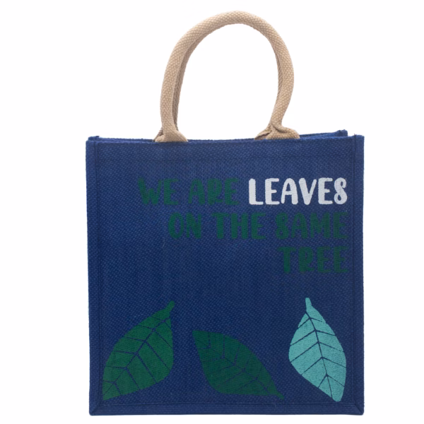 Trykt Jutepose - We Are Leaves - Blå
