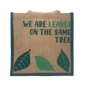 Trykt Jutepose - We Are Leaves - Blå