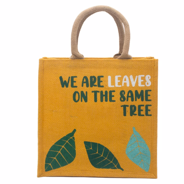 Trykt Jutepose - We Are Leaves - Gul