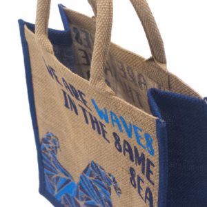 Printed Jute Bag - We are Waves - Blue