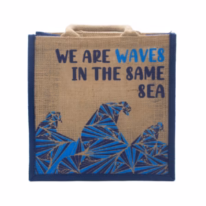 Printed Jute Bag - We are Waves - Blue