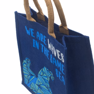 Trykt Jutepose - We Are Waves - Grå