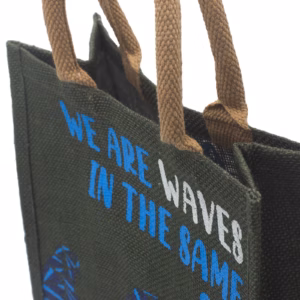 Trykt Jutepose - We Are Waves - Grå