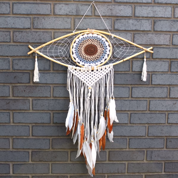 Attrape - Rêve Protection - Grand Œil Macramé Marron