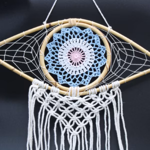 Bescherming Droomvanger - Macrame Oog Wit / Blauw / Roze - Medium