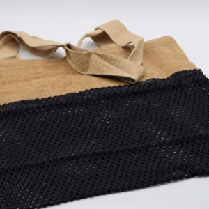 Bolsa de Malla de Yute Suave Puro y Algodón - Negro