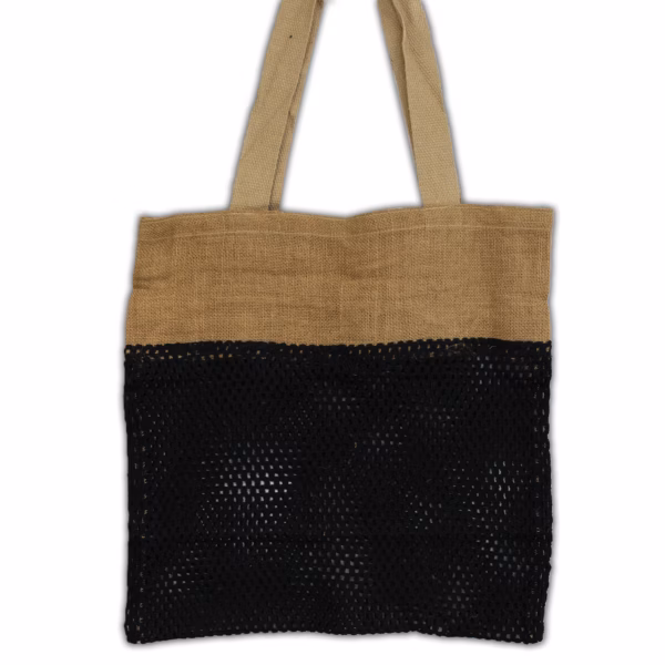 Bolsa de Malla de Yute Suave Puro y Algodón - Negro