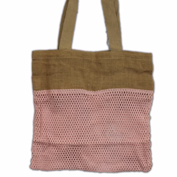 Pure Soft Jute and Cotton Mesh Bag - Rose