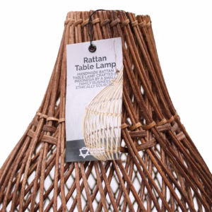 Lámpara de Mesa de Mimbre - Marrón Oscuro
