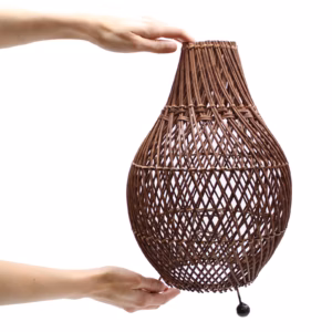 Lámpara de Mesa de Mimbre - Marrón Oscuro