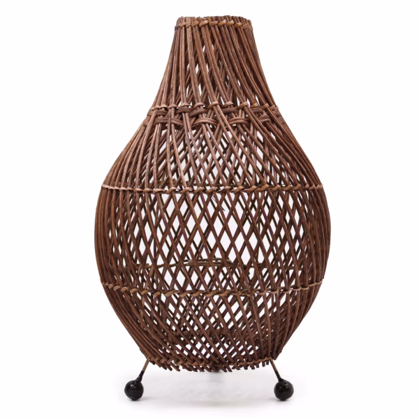 Lámpara de Mesa de Mimbre - Marrón Oscuro