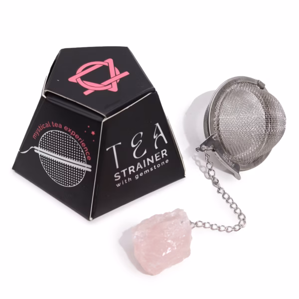 Raw Crystal Gemstone Tea Strainer - Rose Quartz
