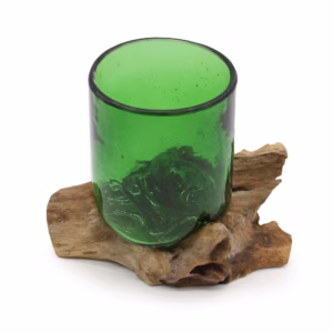 Vidrio Reciclado Fundido sobre Madera - Vaso