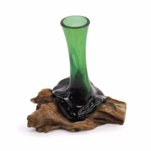 Vidrio Reciclado Fundido sobre Madera - Florero