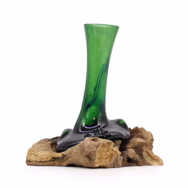 Vidrio Reciclado Fundido sobre Madera - Florero