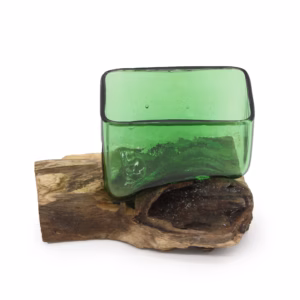 Bol Carré sur Bois en Verre Recyclé
