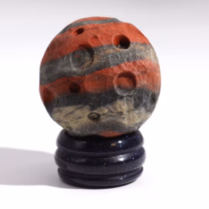 Planète en Jaspe Rouge sur Support en Pierre Goldstone - 40mm - Support 30x15mm