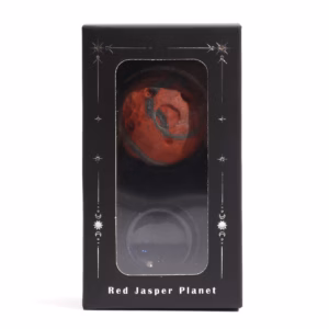 Planète en Jaspe Rouge sur Support en Pierre Goldstone - 40mm - Support 30x15mm