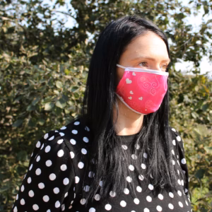 Reusable Fashion Face Covering - Pink Hearts - Adult