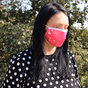 Reusable Fashion Face Covering - Pink Hearts - Adult
