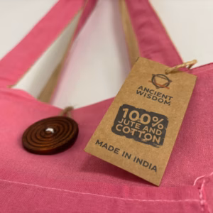 Sac Réversible en Jute et Coton - Rose - Grand