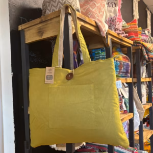 Bolsa Grande Reversible de Yute y Algodón - Pistacho