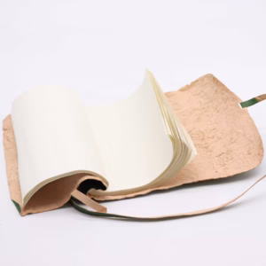 Opgerold Leren Reisnotitieboek - 96 Pagina's - Groen 21x15cm